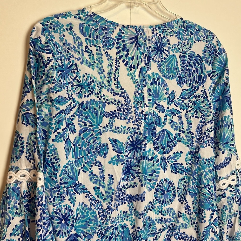 Lilly Pulitzer Hollie Tunic Turquoise Oasis Shell Me You Love Me Size Medium - Picture 7 of 16